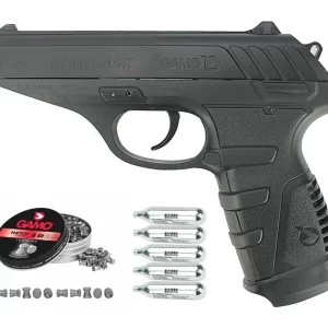 Pistola De Pressão A Gás Gamo Gbb Co2 P-25 Blowback Slide Metal Black 4.5mm +CO2 + Chumbinho