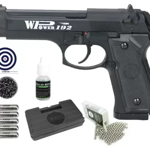 Pistola de Pressão CO2 M92 FS Chumbinho/BBS Dual Ammo 4,5 + Co2 + BBS + Chumbo + Case + Alvos + Óleo