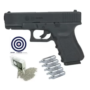 Pistola de Pressão Glock G11 Rossi 4.5mm G19 NBB + Co2 + Alvos + Bbs