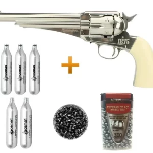 Revolver Co2 Remington Rr1875 Full Metal 6″ Cal 4,5mm + Co2 + Bbs + Chumbinho