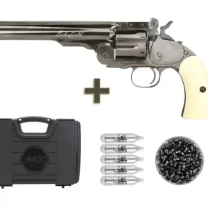 Revólver De Pressão CO2 Colt .45 Schofield 6" Full Metal 6 Tiros Steel Chumbinho 4,5mm Asg + Maleta + Co2 + Chumbinho