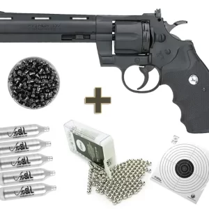 Revolver de Pressão CO2 Colt Python 357 Cano 6" 4.5mm BB/ Chumbinho - Umarex + Co2 + Esfera de aço + Chumbinho + Alvos