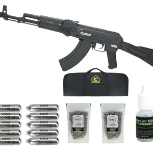 Rifle Pressão CO2 AK 101 Kalashnikov Full Metal 4.5 – Cybergun + Co2 + Oleo + BBS + Capa